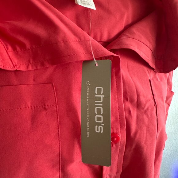 NWT Chico’s Silky Soft Camp Button-Down Shirt Size: 2 (12/14) - Picture 7 of 9